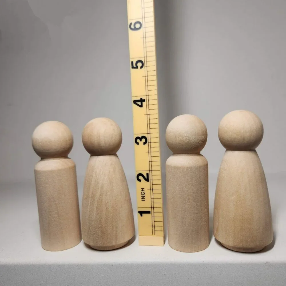 LARGE 4 Peg Dolls Craft Supplies 3.5